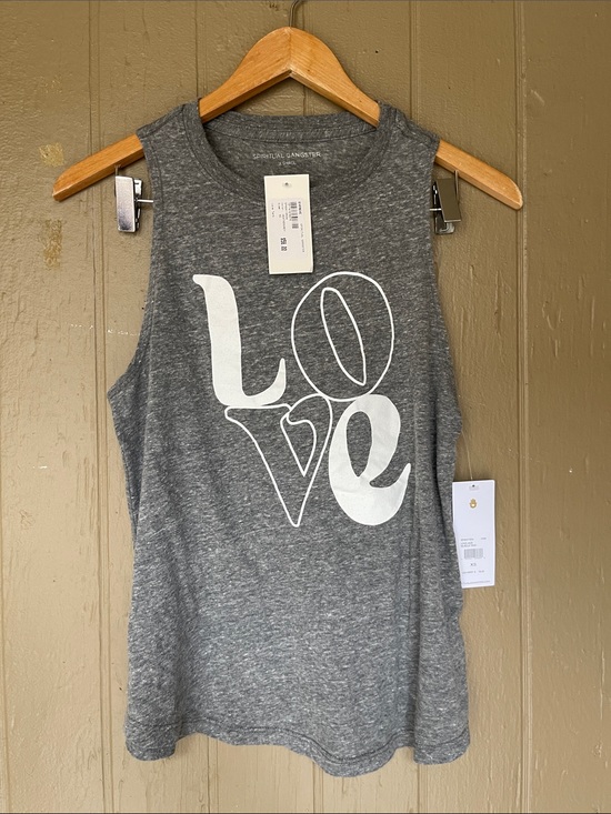 Spiritual Gangster Tops - Spiritual Gangster Love Jade Muscle Tank in Heather Gray Size XS